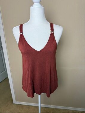 Abercrombie & Fitch Drapey V Neck Ring Strap Top Size Medium
